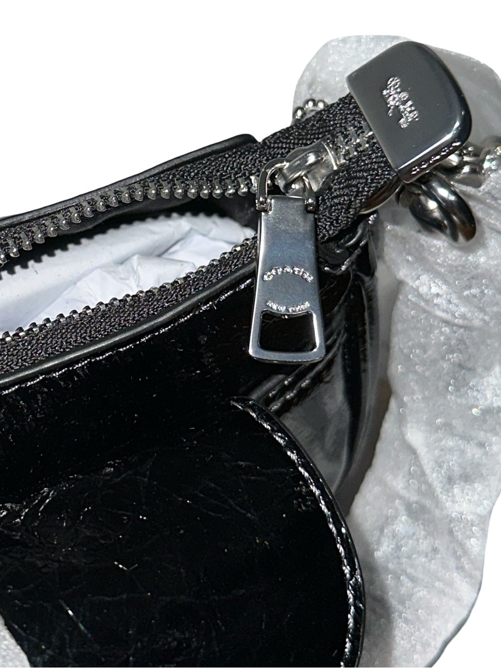 NWT Coach Ashton Mini Shoulder Bag Black Patent Leather - Picture 2 of 7
